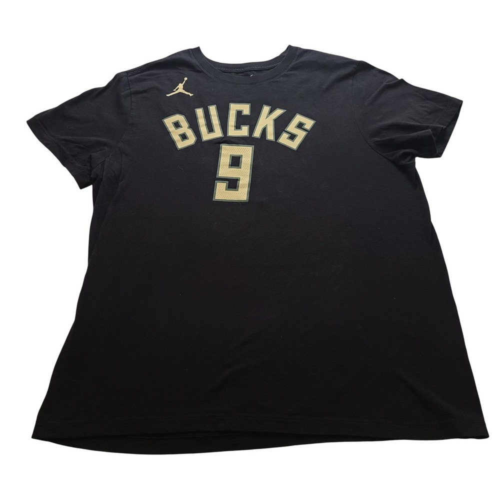 Nike Jordan Milwaukee Bucks NBA T-Shirt Men's XL Black Short Sleeve Tee‎ 9